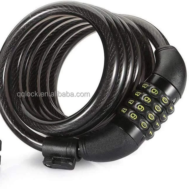 100cm Long Stainless Steel Saft Combination Security Bike Cable 4 Digital Code Lock With Code