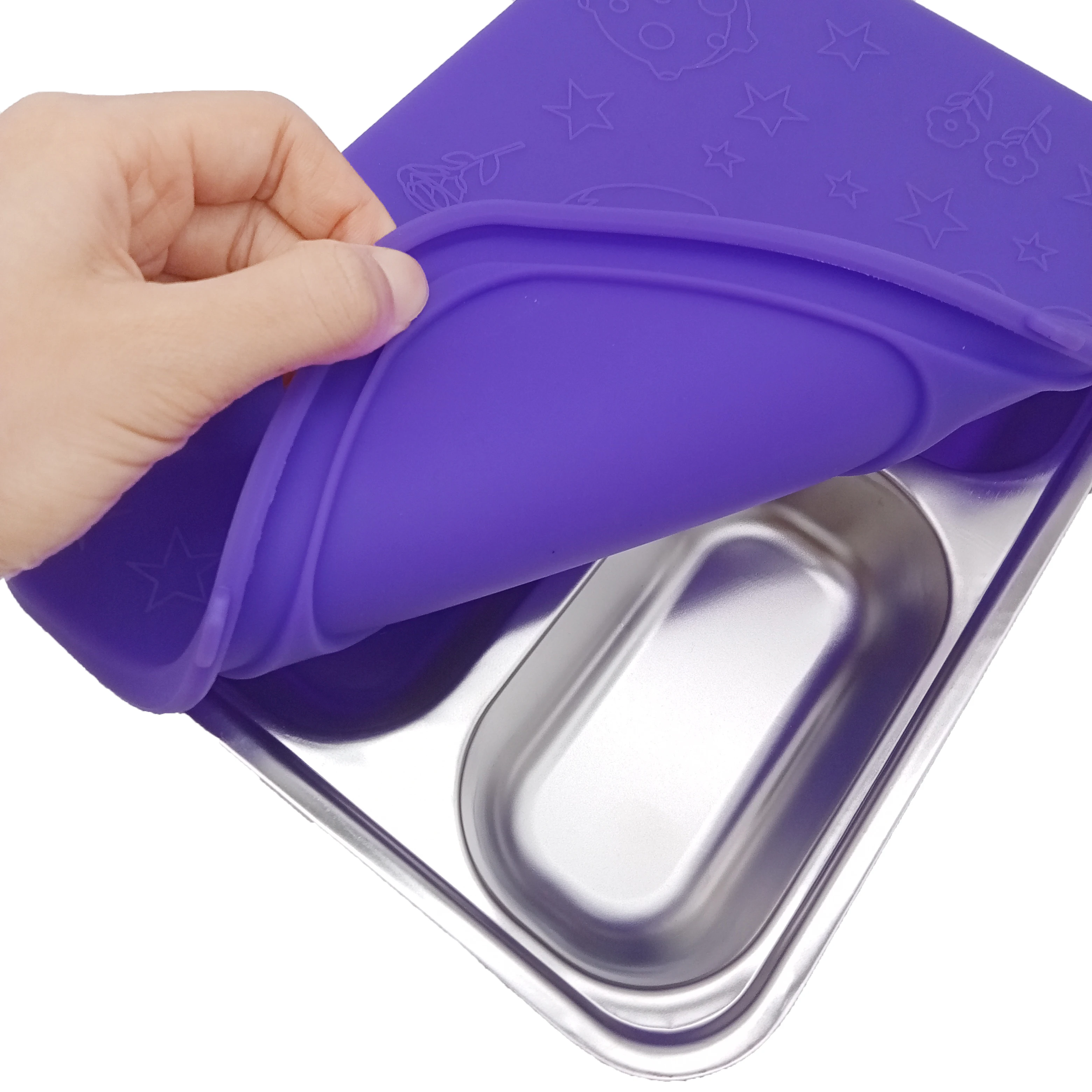 School Lunch Tray Food Divided Plate Metal Stainless Steel 4 Compartment Food Trays For Canteen