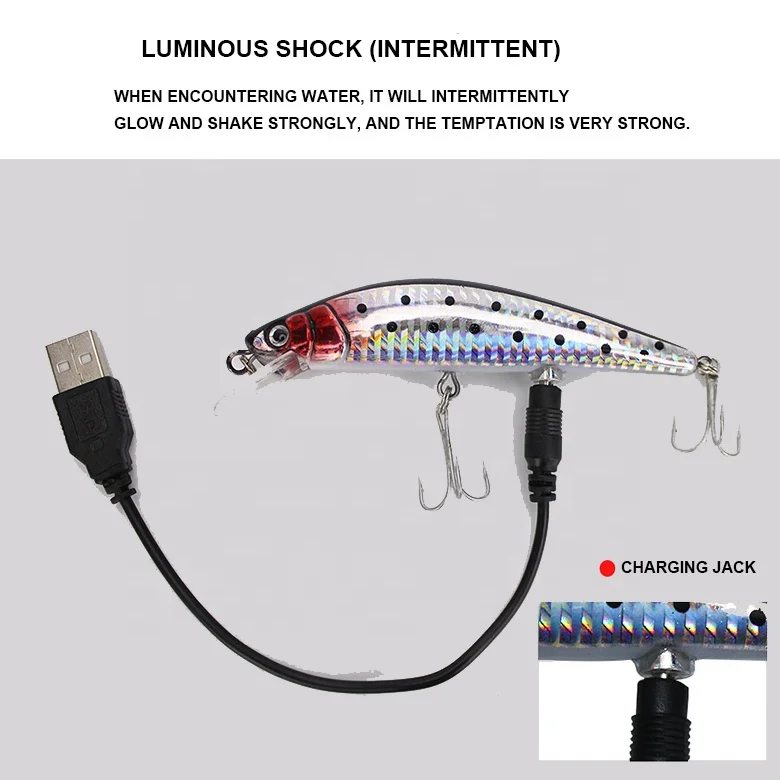 USB Rechargeable Fishing Lures Flashing LED Light Artificial Hard Bait for fishing