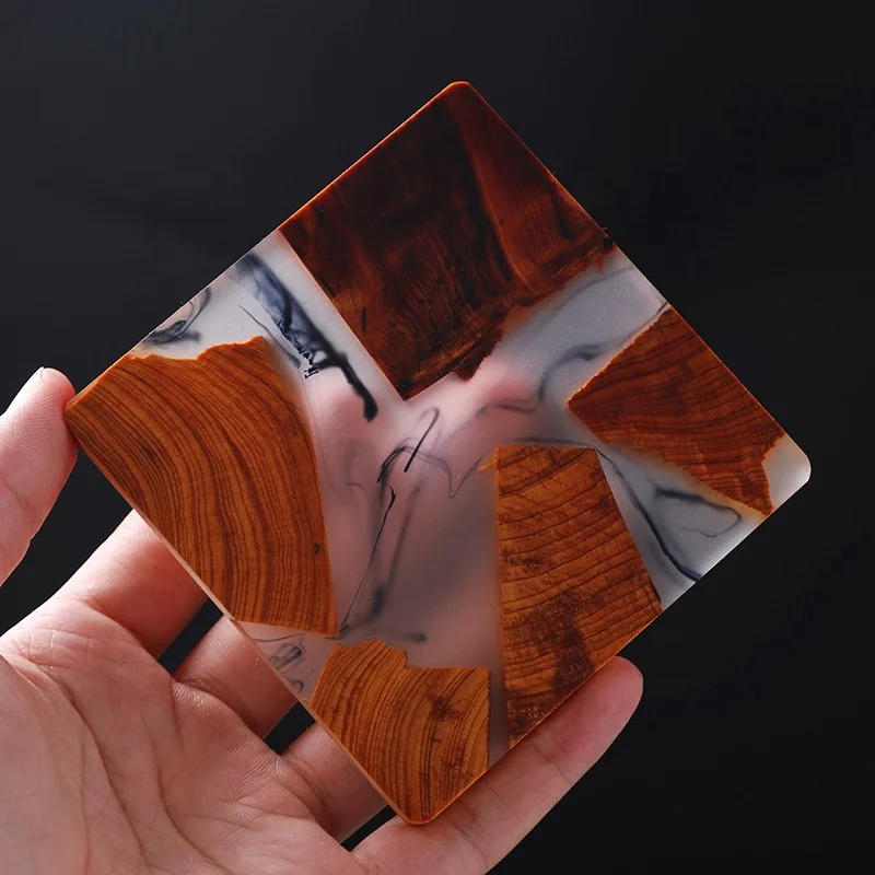 
10cm 8cm wood craft table decor handmade resin coaster 