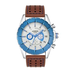 Mens Watches Brand Leather Three Eye Waterproof Sport Quartz Watch For Men Relogio Masculino