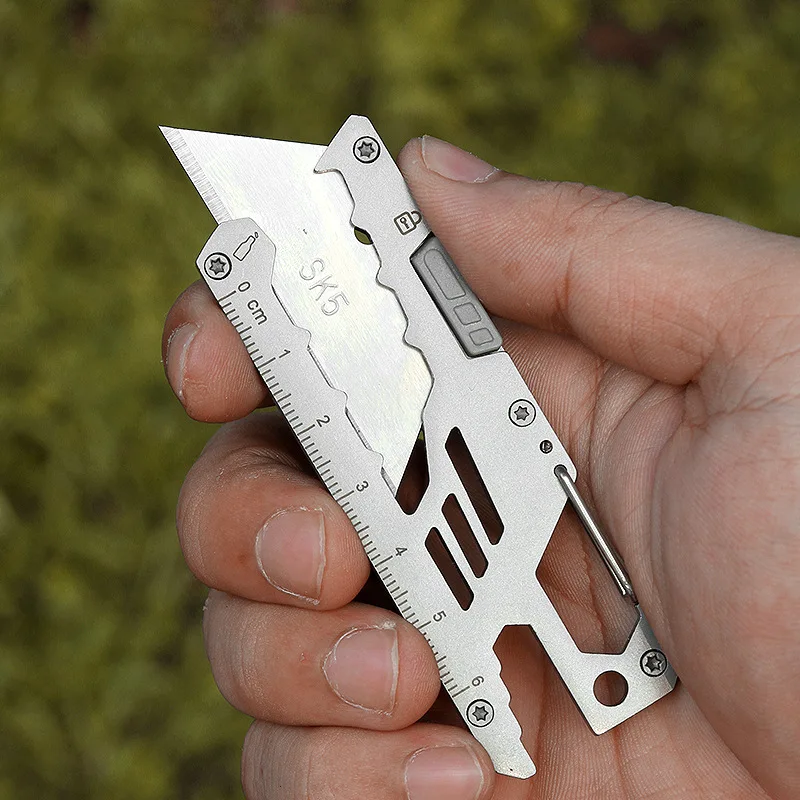 Quick-Change Stainless Steel Pocket Utility Knife Blade Retractable Portable Titanium EDC