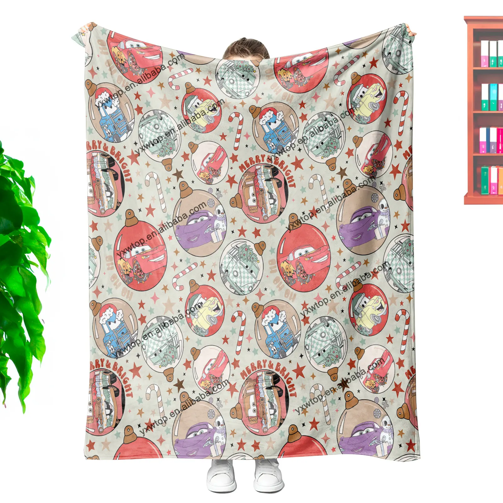 custom Printing cartoon classical movie Lightning Cars pattern kids Soft warm Portable christmas Multifunctional Throw Blanket