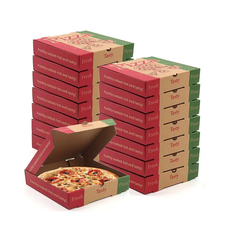 Custom Printed All Size Kraft Paper Corrugated Food Pizza Packaging Boxes Disposable Food Container Sushi Fries Chicken Carton