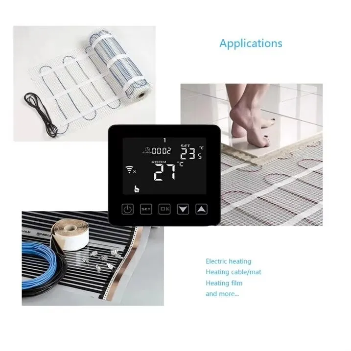 Weekly Programmable Touchscreen Thermostat 16A Electric Heating Controller for Floor Heating LCD Display Smart Home Integration