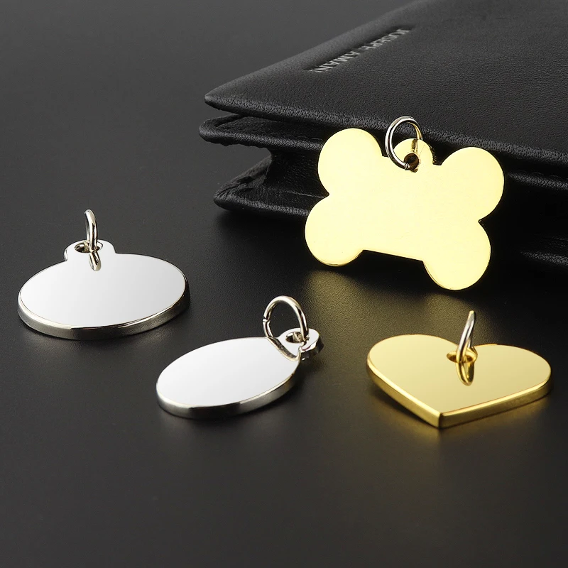 Personalized Pet Dog Tag Shiny Steel Free Engraving Kitten Puppy Anti-lost Collars Nameplate for Dog Address Tag Pet Accessoires