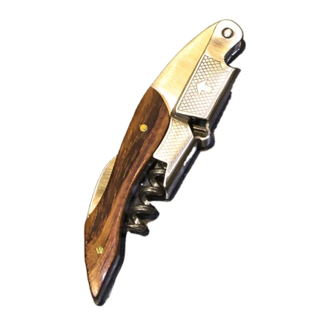 Hot sale  gift stainless steel wooden custom wine beer bottle opener