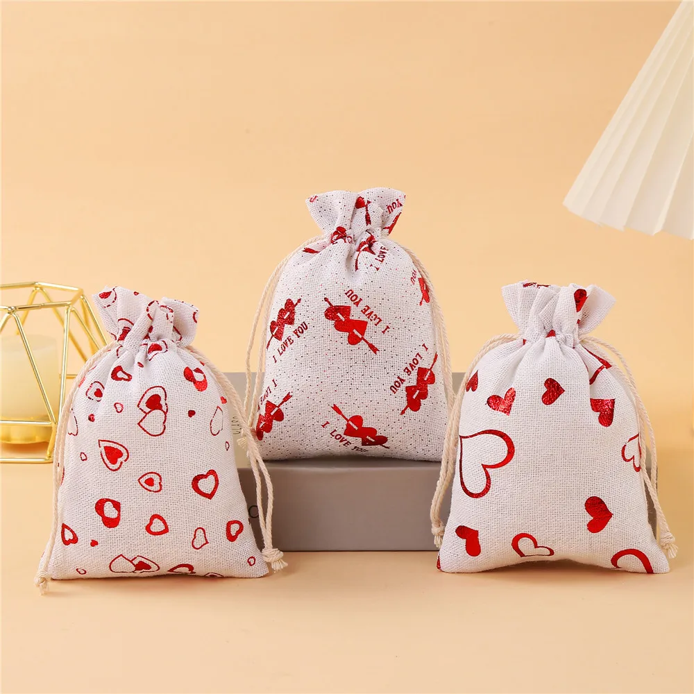 10*14cm Reusable Christmas bag Decoration Supplies Gift Candy Shopping Linen Jute Cotton Canvas Tote Bag
