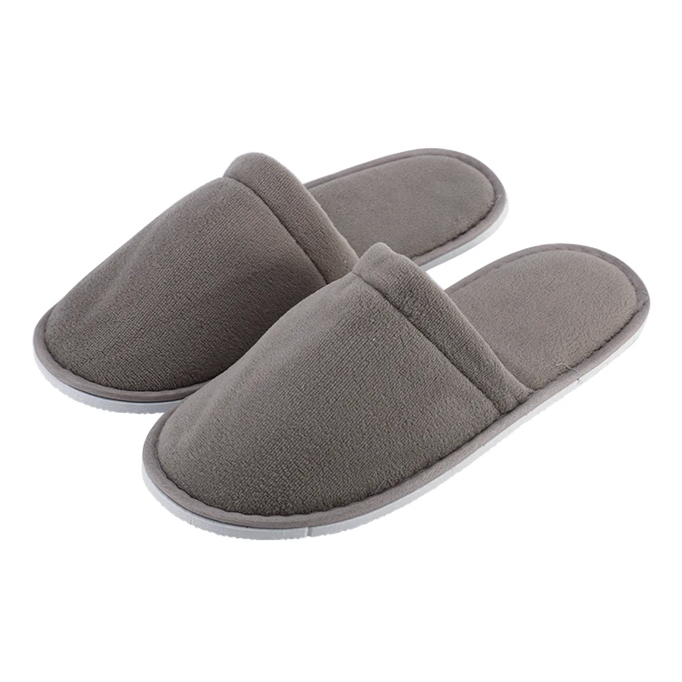 Luxury Hotel Slippers Disposable Cotton Gray Slippers Top Quality Bargain Wholesale In Stock