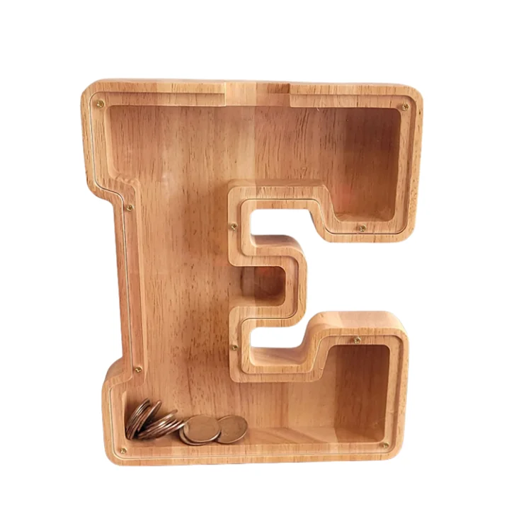 Kids Boys Girls Large Letter Coin Bank Fun Gifts Birthday Christmas Festival Baby Shower Wooden Alphabet Piggy Banks For Money