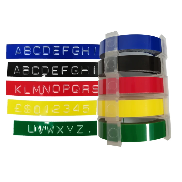 Boyeezon 3D текст ПВХ 12 мм x 3 м белый на черном совместимом Dymo 3D тиснение этикетки