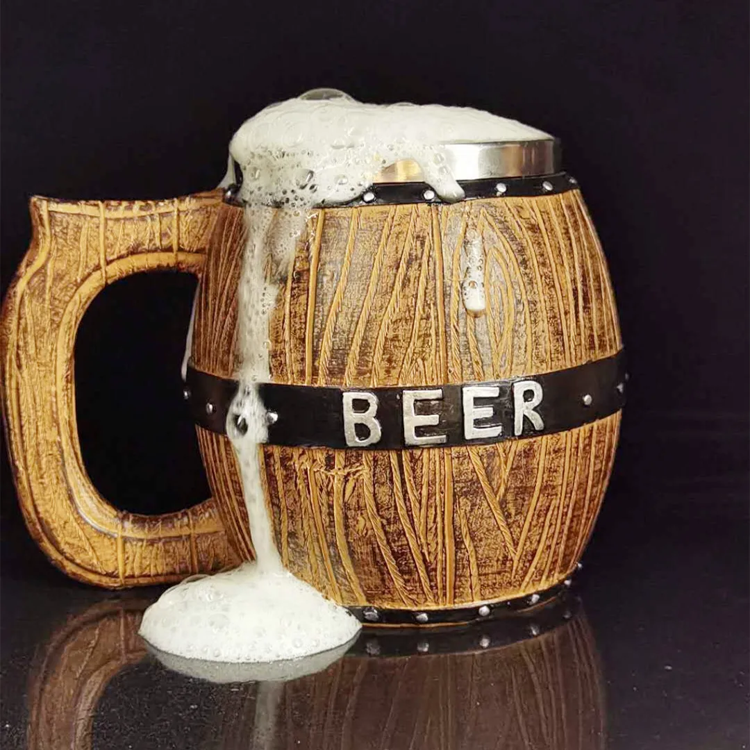 Creative Bar Supplies Germany Double Wall Stainless Steel Wooden Bucket Beer Mug