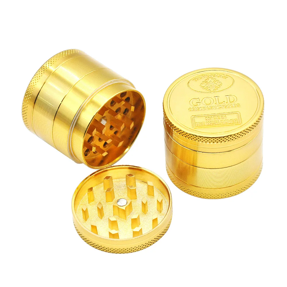 BEYOU Customize 2 Inches Zinc Alloy 4 Layer High Quality Gold Dry Tobacco Crusher Herb Grinder