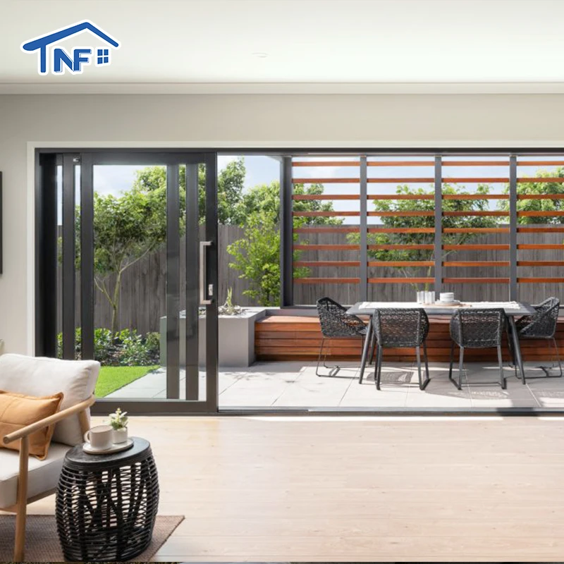 Foshan раздвижная внутренняя стеклянная дверь NF сверхтонкие раздвижные двери открывающиеся алюминиевые профили алюминиевый сплав Звуконепроницаемая вилла