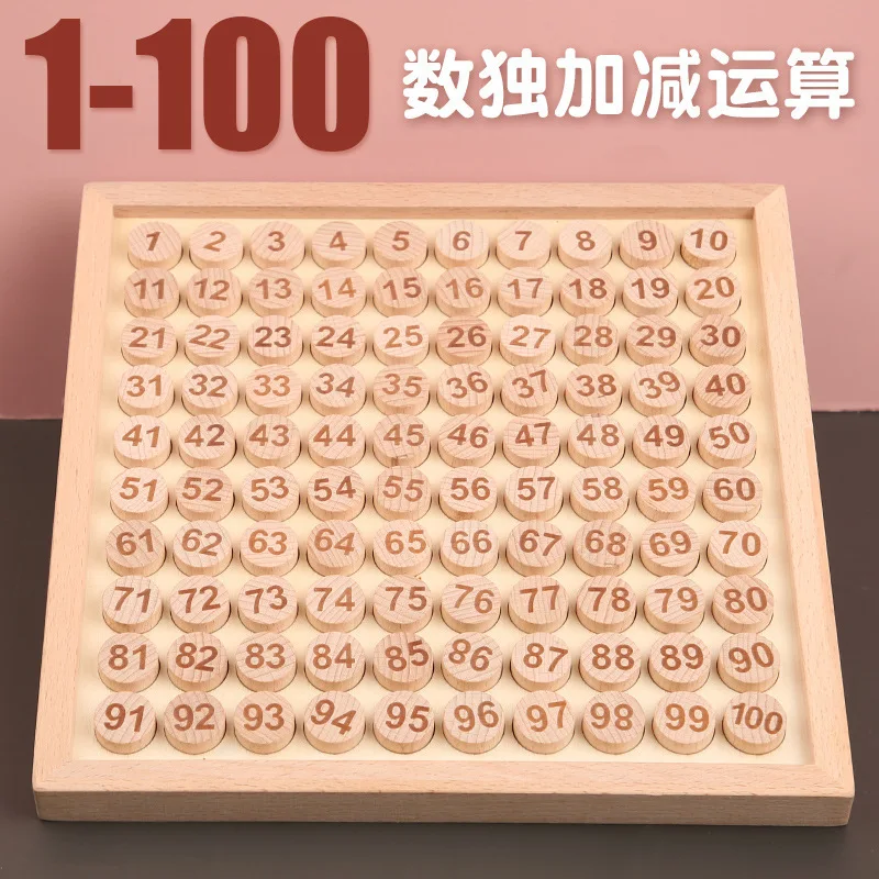 Wooden Montessori Math Hundred Board 1-100 Number Counting Toy Montessori Math Game Board for Kids