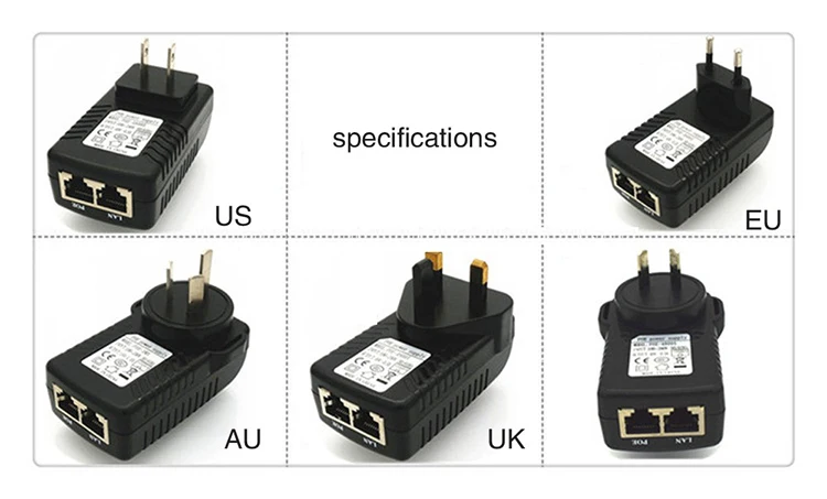  Адаптер питания power over Ethernet высокого качества 24 В 2 вилки 3 100 Мбит/с Инжектор PoE для США ЕС