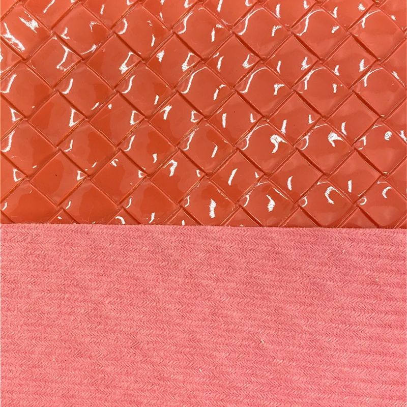 Classic Colors Polish Weave Embossed PVC Synthetic Leather Fabric Shiny Braid Textured Faux Leather Cuero For Bags Shoes