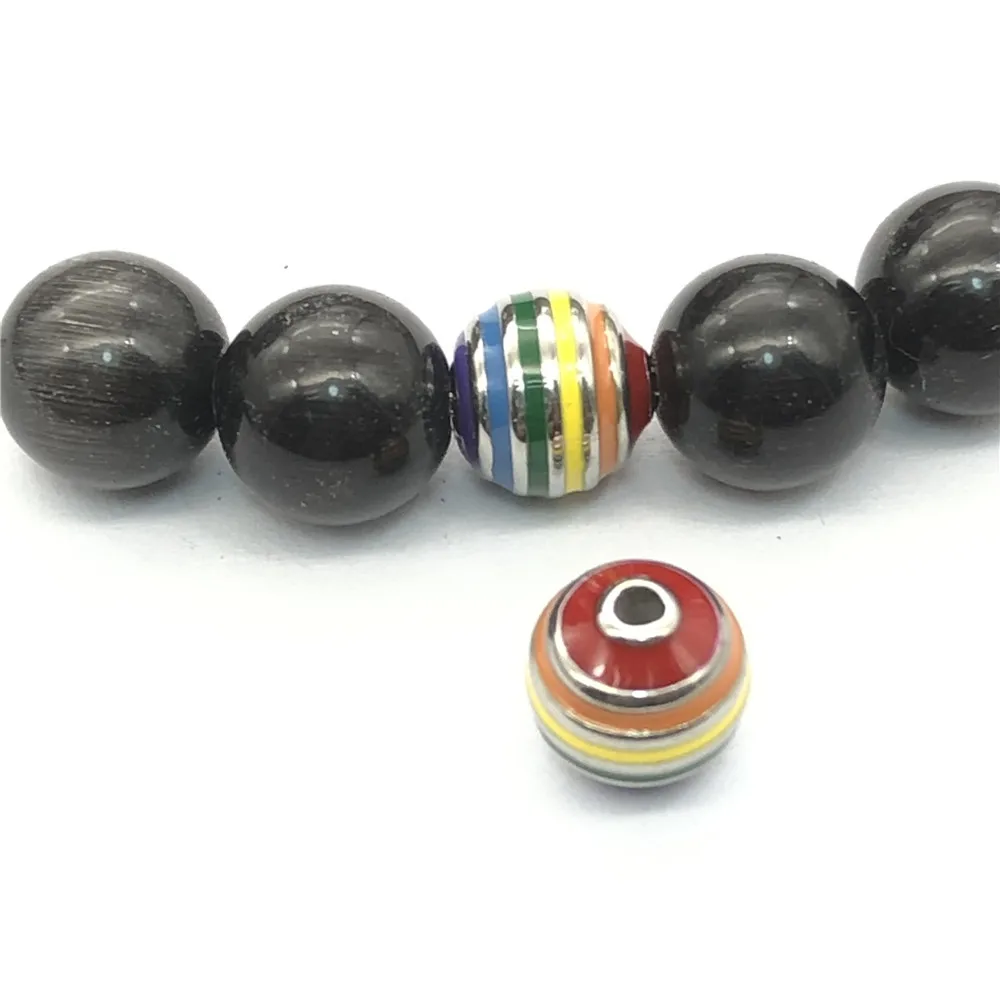 BXNK045  Stainless Steel Fashion Bangles  rainbow round ball loose beads