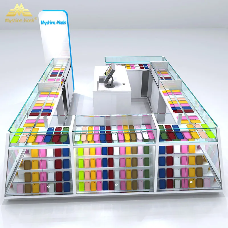 Wooden Cell Phone Store Design Mobile Phone Shop Display Showcase Furniture