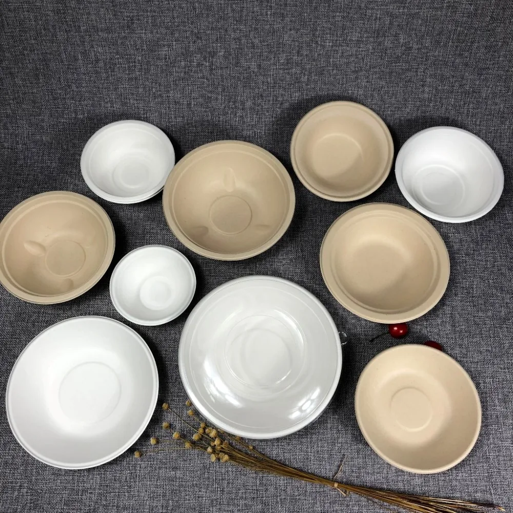 A34 Promotion 15%off biodegradable sugarcane bagasse degradable soup bowl bio sugar cane pulp oval with lid 32 40 oz 1000ml