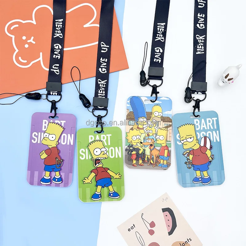 Cute Cartoon Simpsons Card Holder Lanyard For Business School Children Promotional Anime  Lanyard
