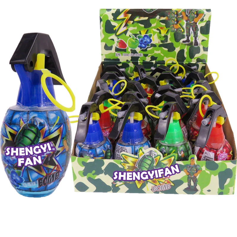 Preferential wholesale candy toys hot sale Grenade shape fruit sour liquid candy spray