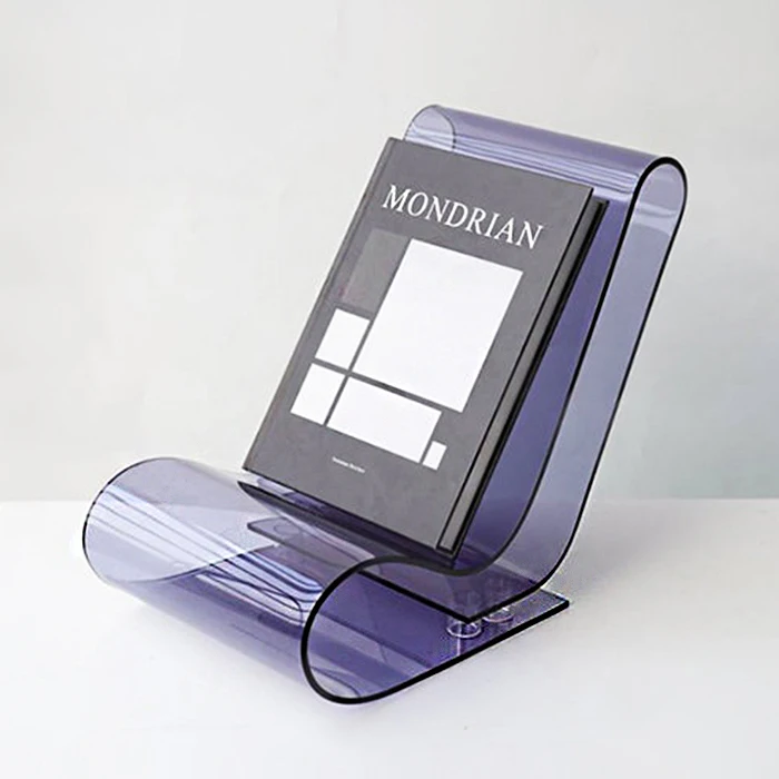 Chair Shape Purple Acrylic Magazine Holder Desktop Clear Acrylic Magazine Display Stand For Home