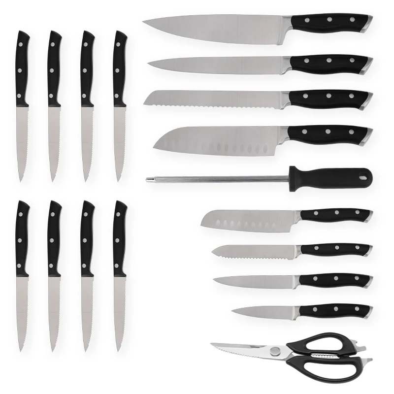 19 pcs stainless steel sharpener shears kitchen knife set
