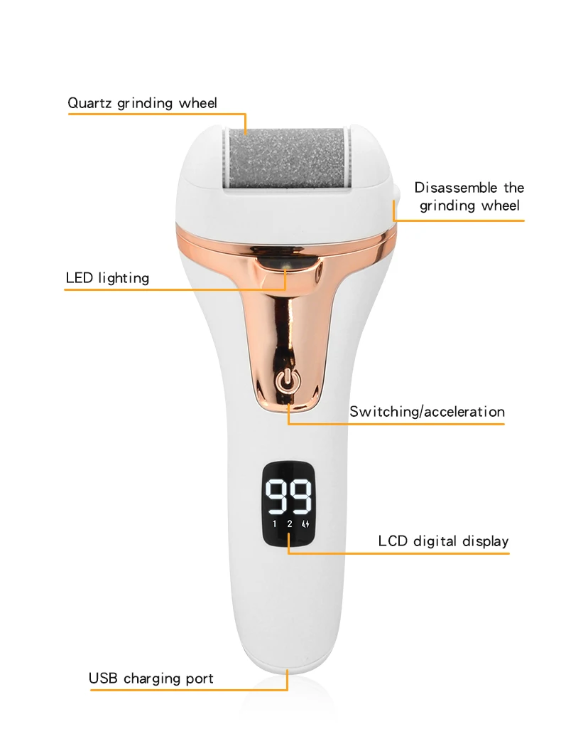 MRY Rechargeable Pedicure Sander Electric Foot File Callus Remover Pedicure Remove Dead Skin Electric Roller Foot File