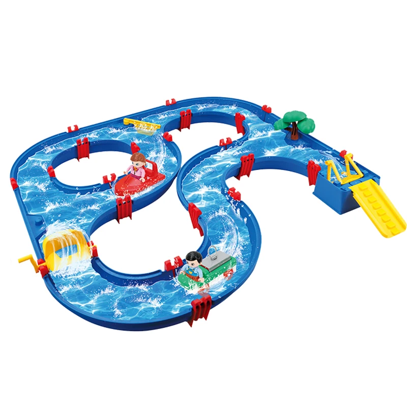 SH682864 Wholesale  summer toy  water slot car racing track Juguetes water play beach toys kid water toy DIY Building Blocks