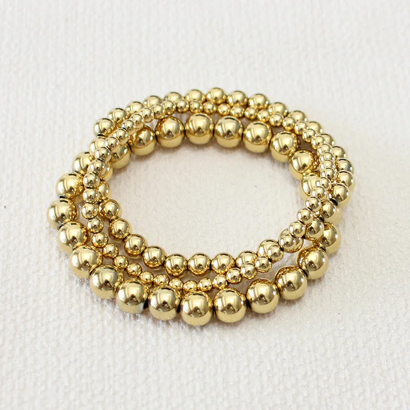 Zooying Wholesale Lucky 14k Gold Filled Beads Beaded Stackable Bracelets Beaded Stretch Bracelet Minimalist