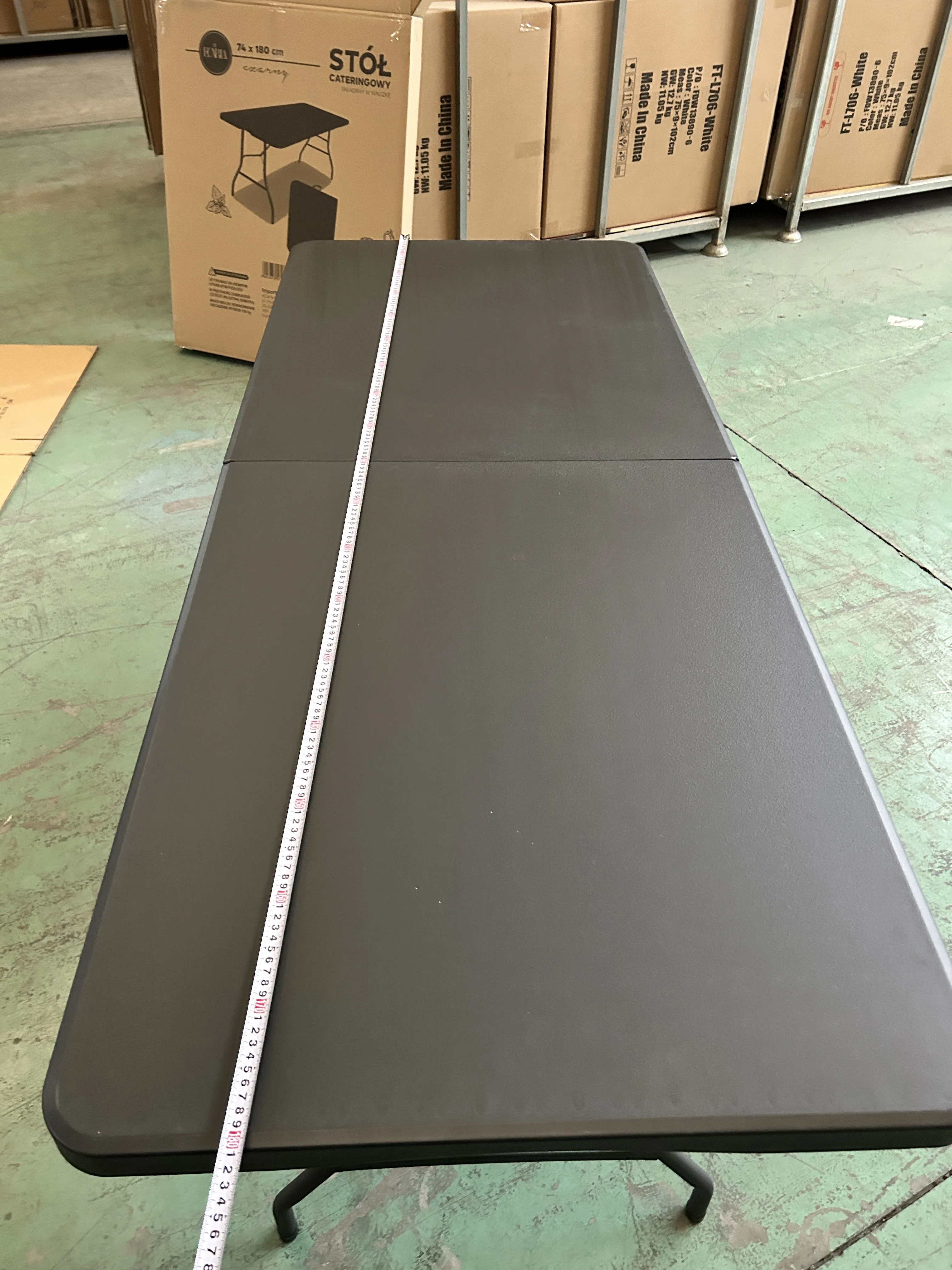 180cm Black Color HDPE Rectangular Center Foldable Party Plastic Folding Tables Wholesale