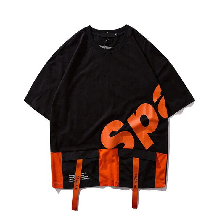 Custom Wholesale Street Style Hip Hop Men T-Shirt Half Sleeves T Shirt with Pocket