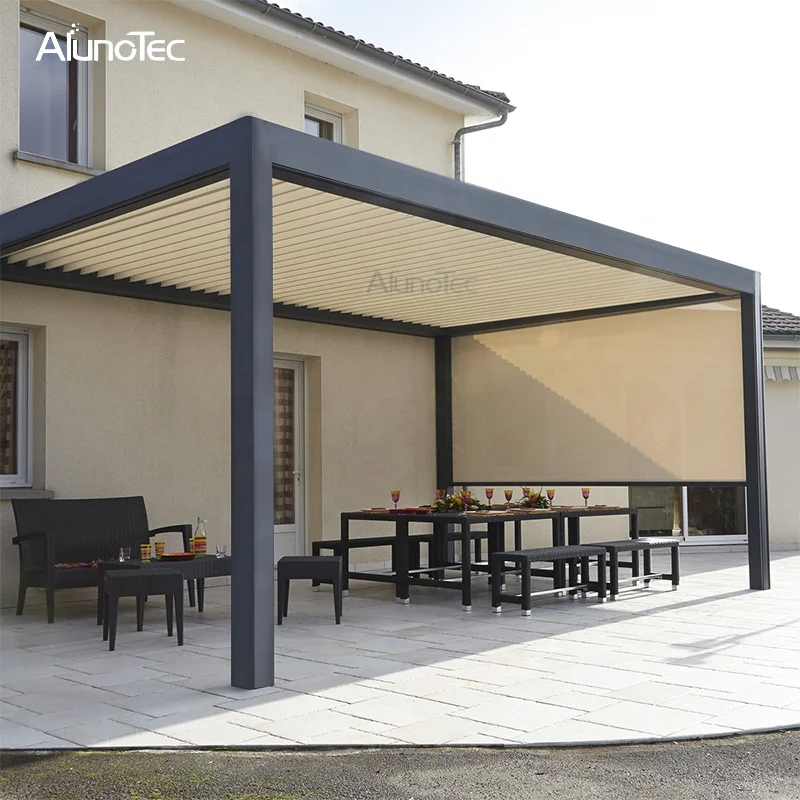 ALN Sun Shade Remote Control Patio Electric Bioclimatic Terrace Roof Aluminum Pergola