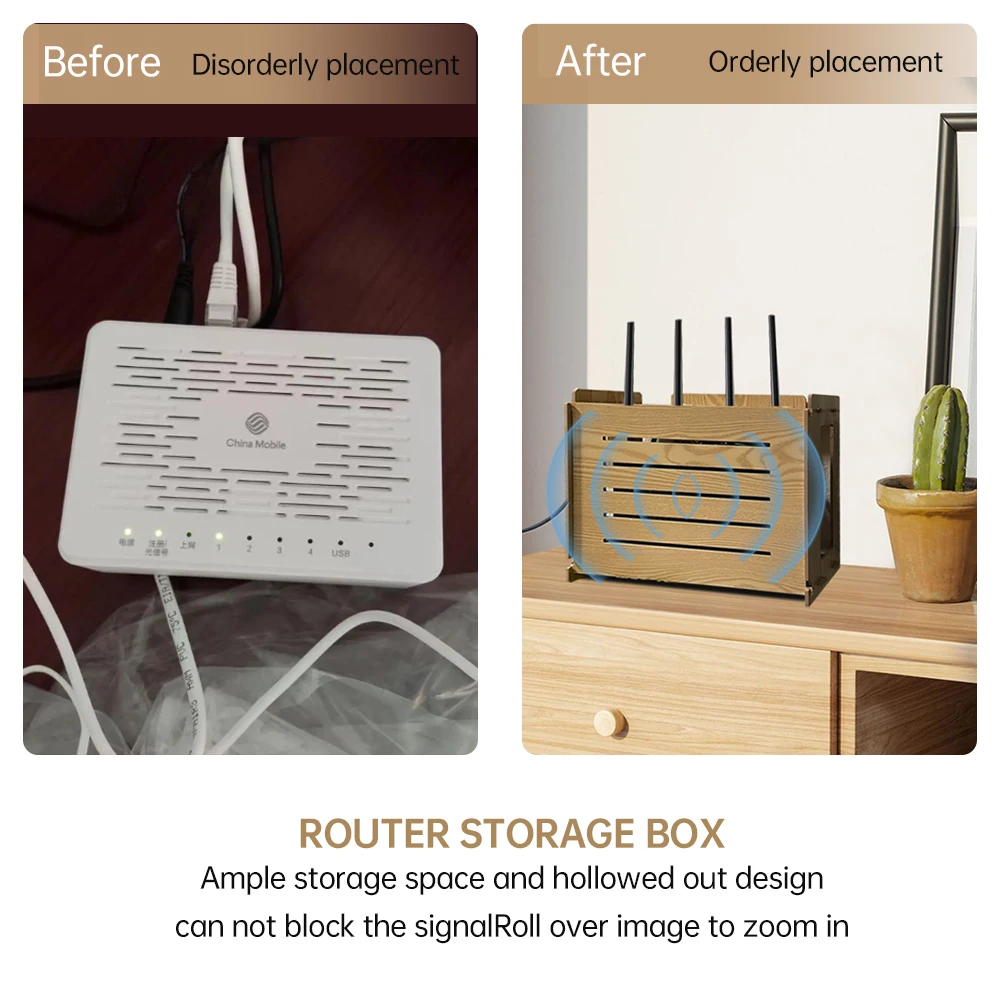 Wooden Router Shelf  Wall Mount WiFi Router Storage Box Hider Rack,Wireless WiFi Organizer Shelves