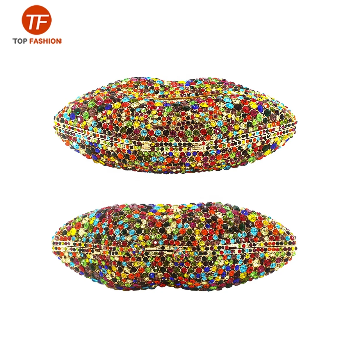 China Factory Wholesales Luxury Crystal Rhinestone Clutch Evening Bag 3D Lip Minaudiere Purse