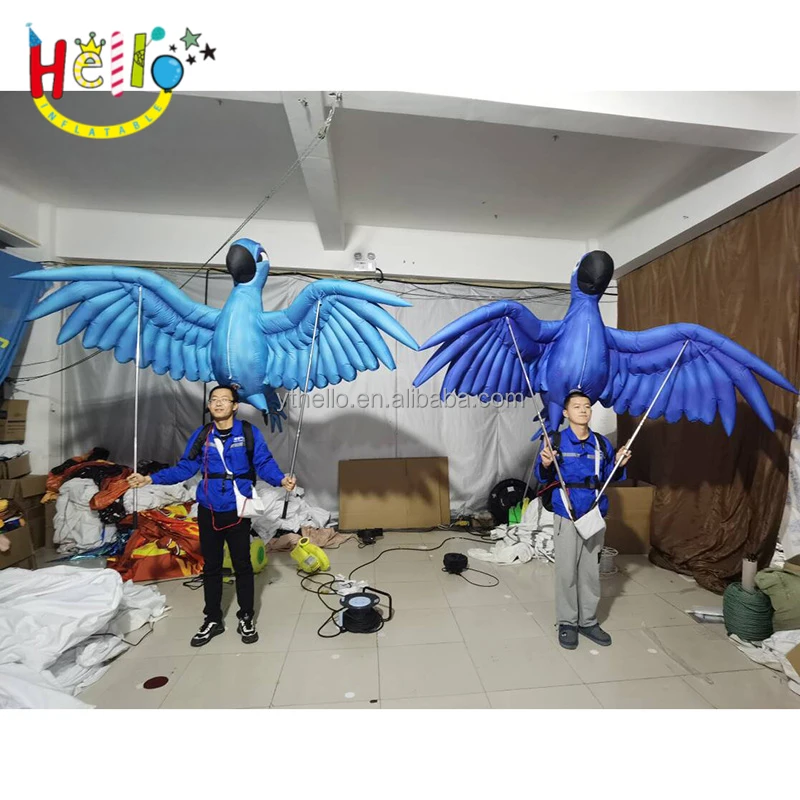 Festival Parade Inflatable Mascot Bird Costume Blue Inflatable Parrot Costume
