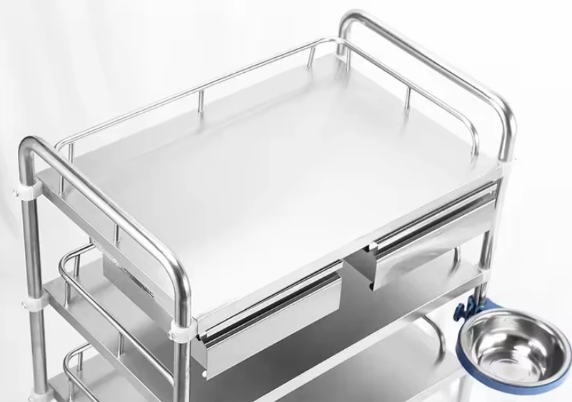 Custom hospital double draw single draw removable stainless steel instrument car Treatment car Medical trolley