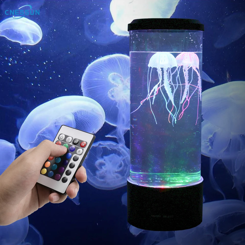Fantasy Jellyfish Lamp 7 Color Changing Electric Round Remote RGB LED Jellyfish Aquarium Lava Lamp