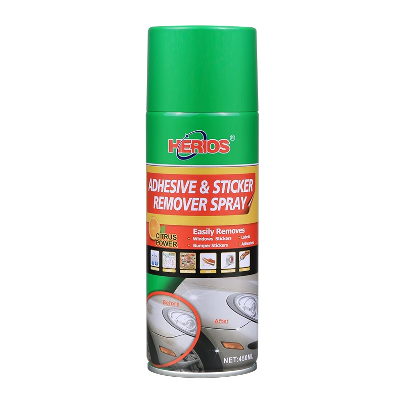 Best 450ml Herios car care products sticker and adhesive remover spray pitch cleaner for cleaning sap sticker spot coal asphalt