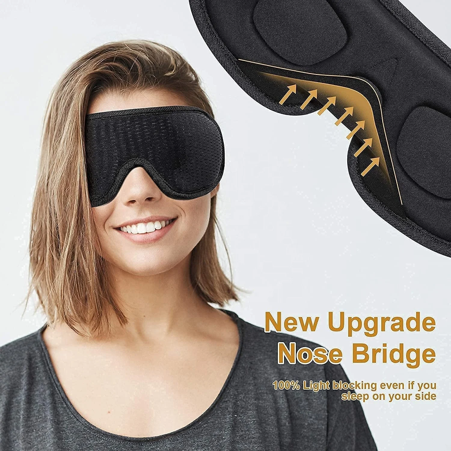 100% Blackout Washable 3D Memory Foam Eye Mask Luxury Private Label Sleep eye Cover with Nose Pad Travel Blindfold and Earplugs