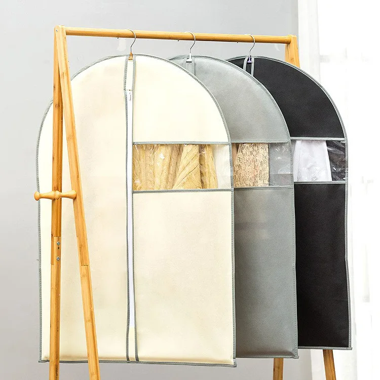 Custom Logo Dust Protector with Zipper Reusable Luxury Nonwovens Jacket Coat Dress Suit Clothes Garment Cover Dust Bags