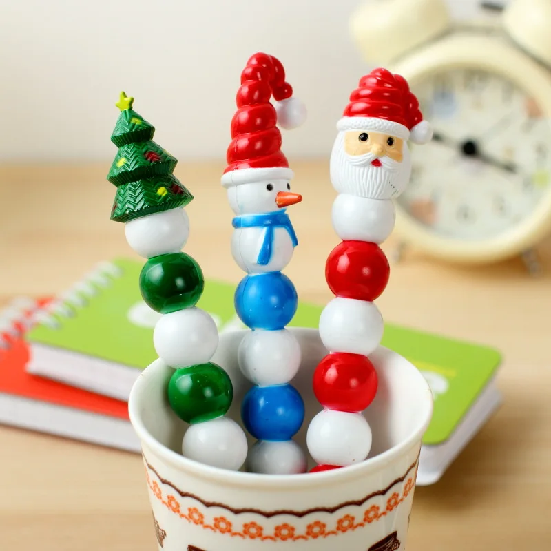 Custom cute santa snowman tree christmas stationery gift pen sarasa ball pen for children kids