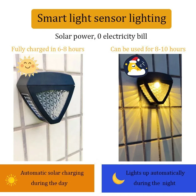 LED outdoor solar garden lighting wall lamp waterproof, suitable for fence wall landscape lawn decorative street lamp