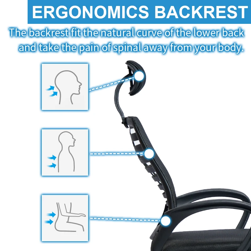 New Design High Back Boss Computer 360 Revolving Headrest Office Mesh Chair With Chrome Leg