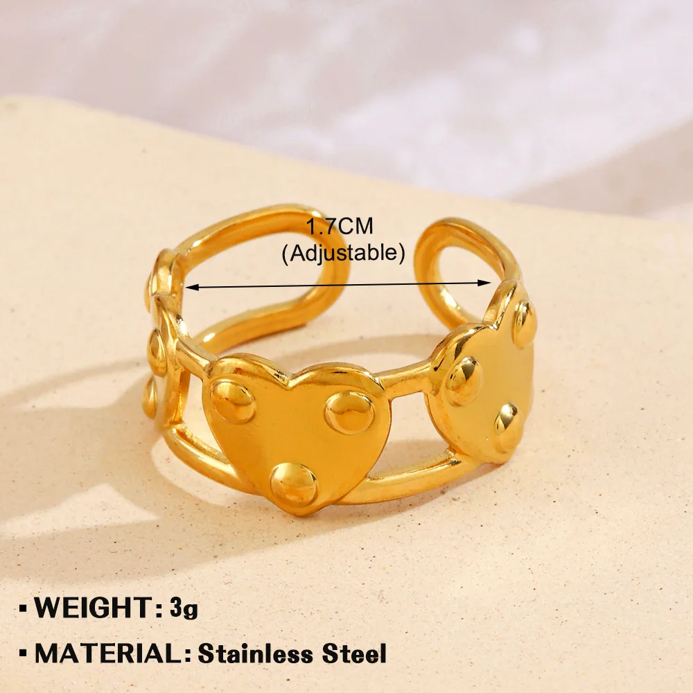 Fashion Temperament Stainless Steel Love Ring Female French Retro Popular Geometric Open Heart Titanium Steel Ring