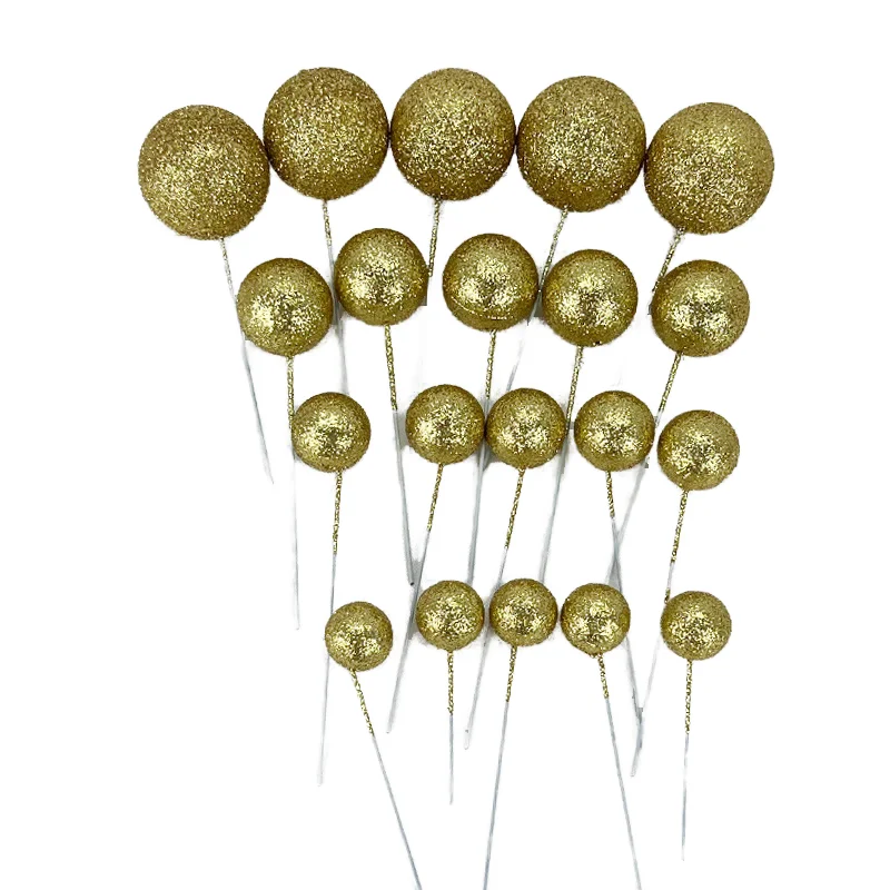 2/2.5/3/4cm Hot Selling Happy Birthday Stock Cake Ball Decorations  Popular Glitter Shiny Baking Balls Graduation cake toppers