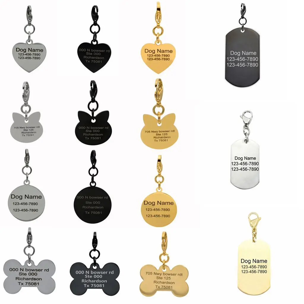 316L Stainless Steel Name Engrave Necklace Pet Dog Tags Blank ID Tag Wholesale