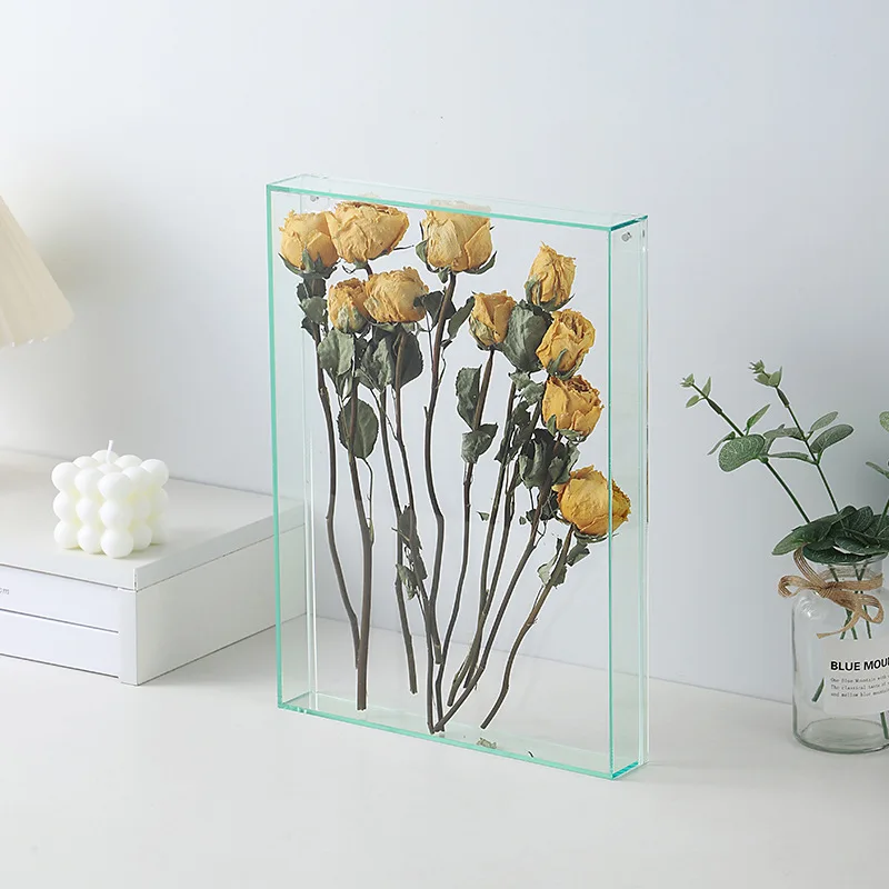 ACRYLIC HOLLOW PHOTO FRAME DRIED PERMANENT FLOWERS SPECIMEN DISPLAY STAND DIY HANDICRAFTS FRAME MEMORIAL ORNAMENTS