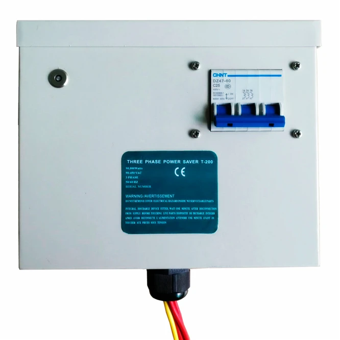 Factory Direct Three Phase Capacitor Electricity Saving Box Power Facor Saver T200CB, CB Included